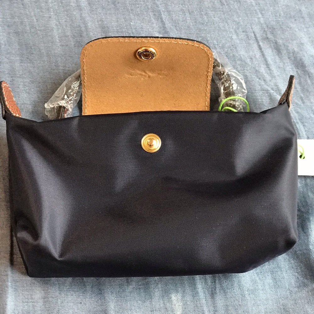Longchamp Black Mini Bag with Tan Flap